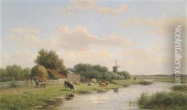 Large Dutch Landscape Oil Painting - Willem Vester