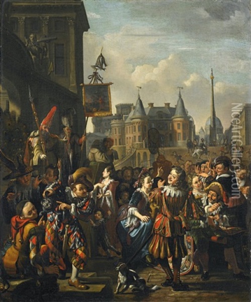 Theaterbuhne In Einer Stadt Oil Painting - Matthys Naiveu