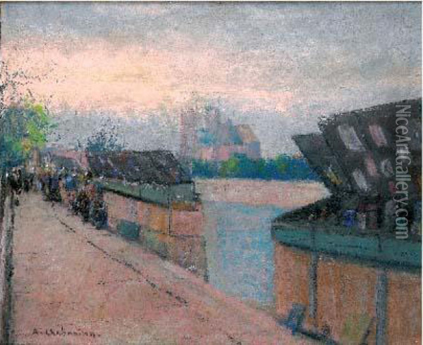 Notre-dame, La Seine Et Les Quais Oil Painting - Arsene Chabanian