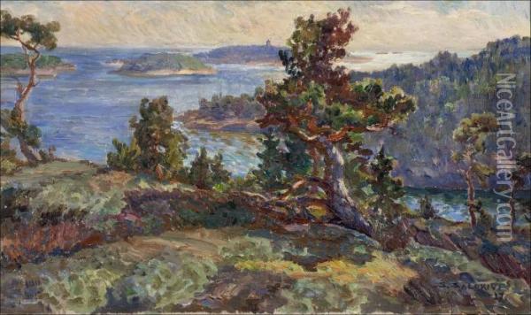 Maisemapellingista. Oil Painting - Santeri Salokivi