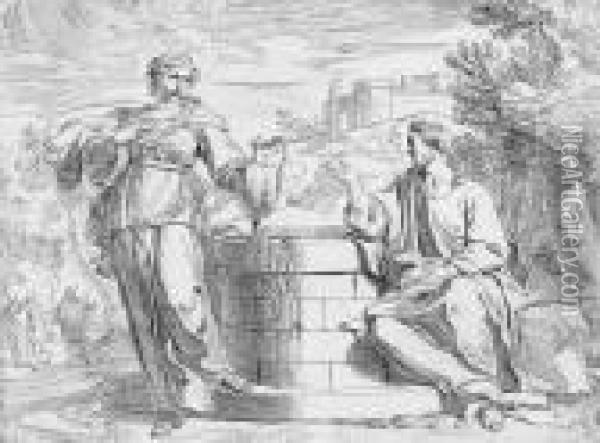 Christus Und Die Samariterin Am Brunnen Oil Painting - Pier Francesco Mola