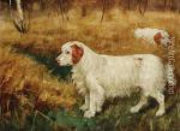 A Clumber Spaniel Called 'fudge' Oil Painting - George Paice