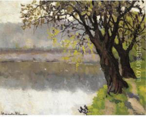 The River Bank Oil Painting - Alexander Altmann