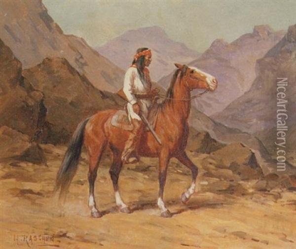 Indian On Horseback Oil Painting - Henry Raschen