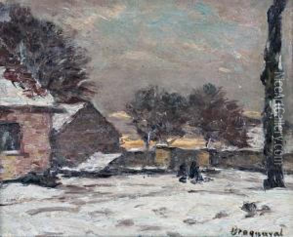 Village Dans La Plaine Oil Painting - Louis Braquaval