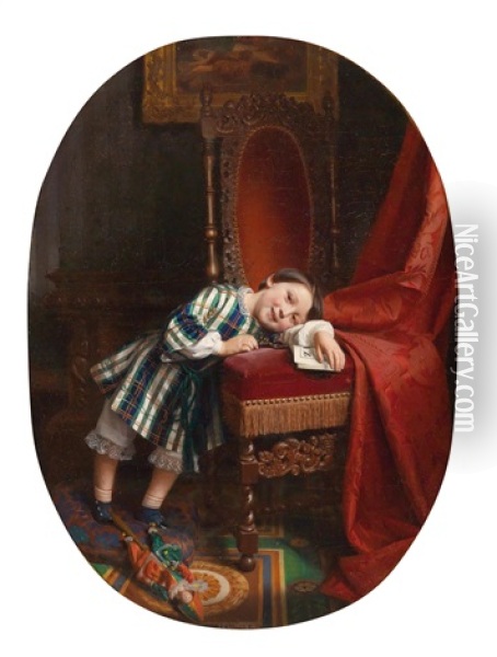 Der Rote Samtsessel Oil Painting - Jean-Baptiste Adolphe Lafosse