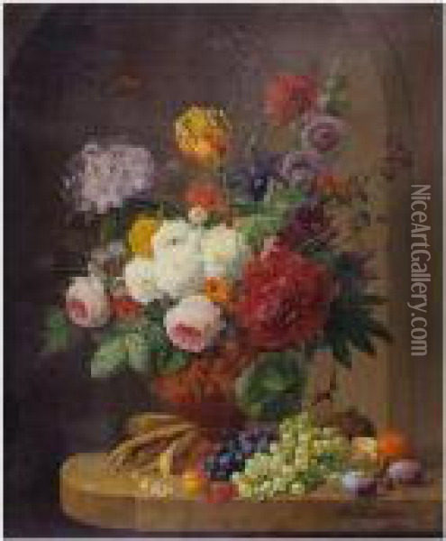 Still Life With Flowers Oil Painting - Anthony Oberman