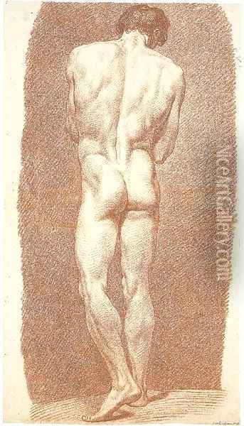 Study of a male nude, seen from behind Oil Painting - Joseph Benoit Suvee