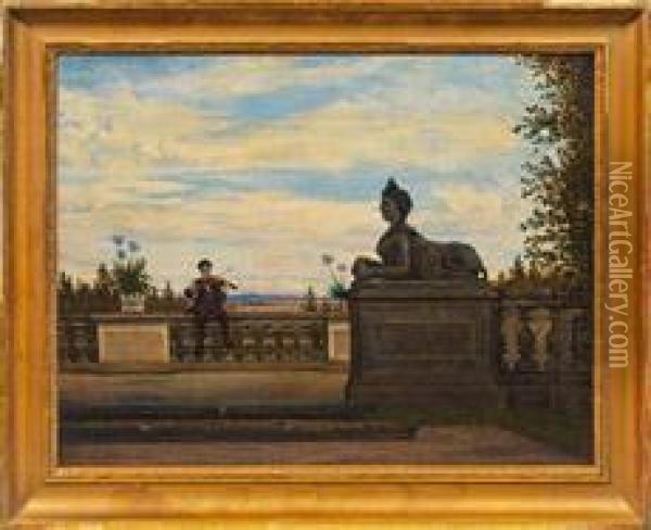 Romantisches Standchenauf Der Balustrade Oil Painting - Karl Theodor Bohme