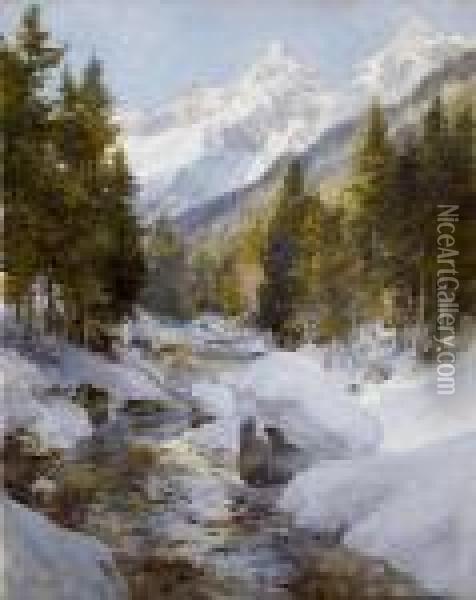 Winter Im Bluhmbachtal / Salzburg Oil Painting - Edward Theodore Compton