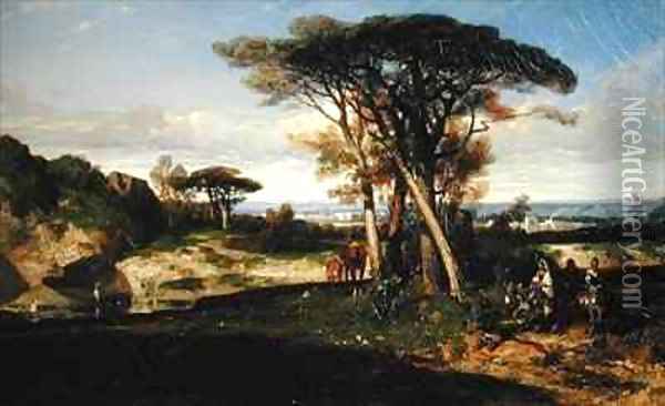 Landscape or Don Quixote Oil Painting - Alexandre Gabriel Decamps