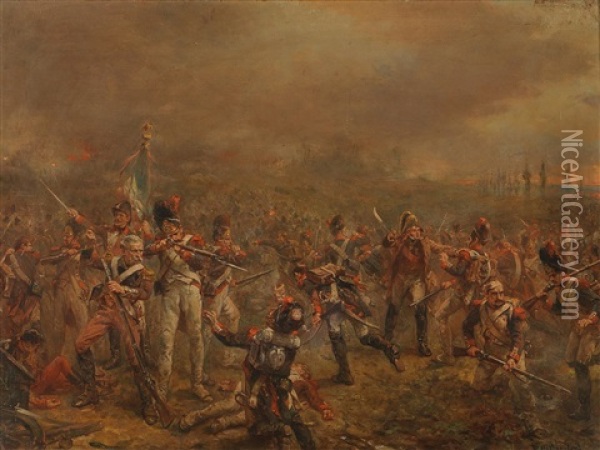 Resistance Of The Guards At Waterloo Oil Painting - Robert Alexander Hillingford