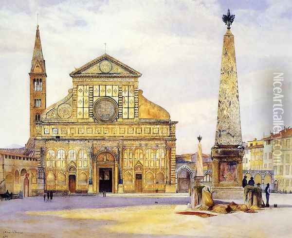 View of Santa Maria Novella Oil Painting - Henry Roderick Newman