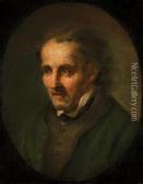 Portrait Eines Mannes Im Oval Oil Painting - Christian Wilhelm Ernst Dietrich