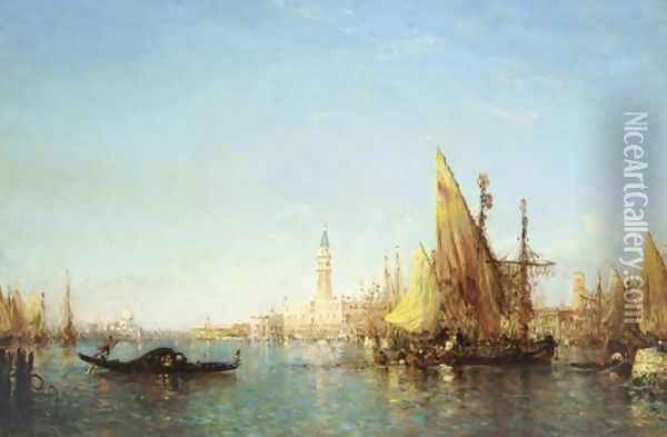 Topi dans le bassin, Venise Oil Painting - Felix Ziem