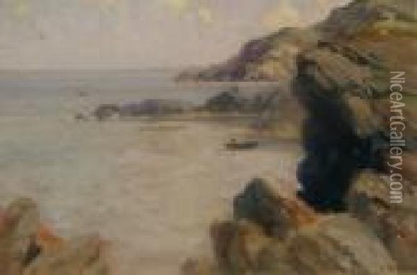 Fishing Off The Rocks Breaghe Donegal Oil Painting - James Humbert Craig