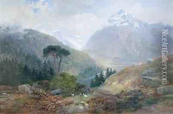 The View Toward the Fenderthal Tyrol Oil Painting - James Vivien de Fleury
