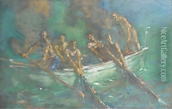 Fishing At Night Oil Painting - Alexander Evgenievich Yakovlev