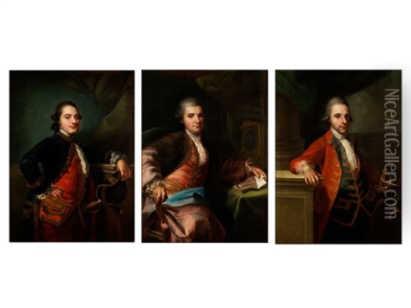 Portraits Adeliger Herren (set Of 3) Oil Painting - Giambettino Cignaroli