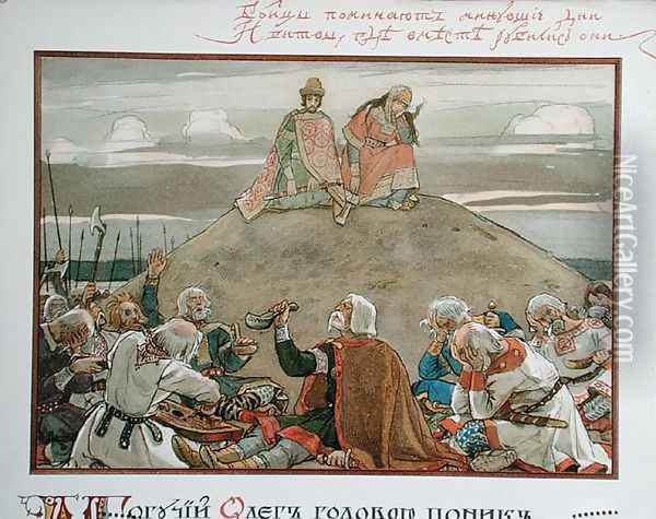 The Song of Oleg the Wise, 1899 Oil Painting - V. Vaznetzov