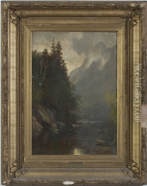 Rowing On A Lake In The White Mountains Oil Painting - Samuel Lancaster Gerry