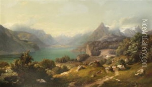 Blick Uber Den Vierwaldstattersee Oil Painting - Carl Friedrich Seiffert