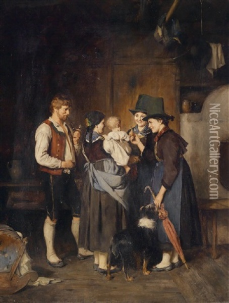 Besuch Der Tanten Oil Painting - Franz Von Defregger