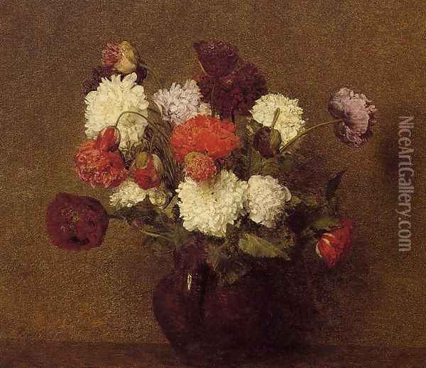 Flowers: Poppies Oil Painting - Ignace Henri Jean Fantin-Latour