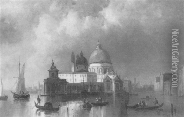 Blick Auf S.m. Salute, Venedig Oil Painting - Josef Karl Berthold Puettner