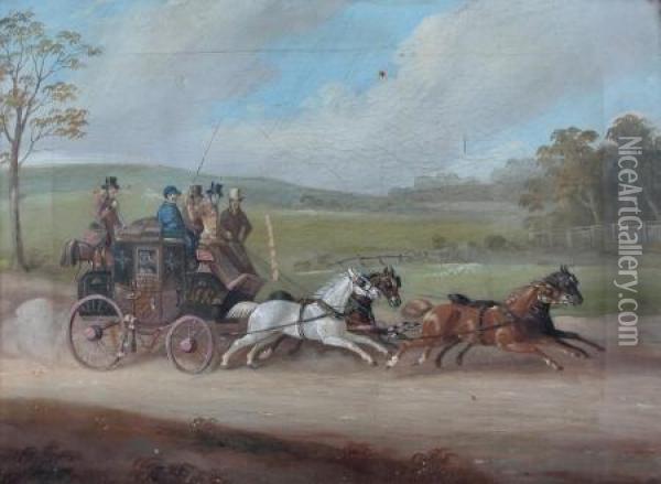 bristol To London Coach Oil Painting - R.S Cottrell