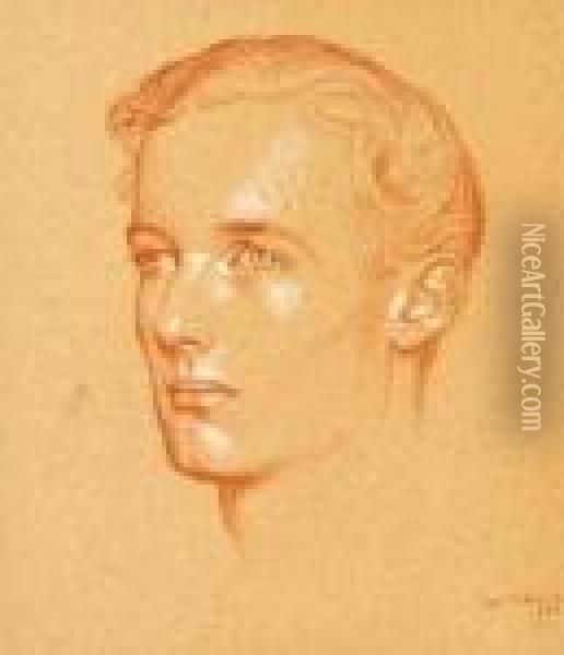 Portrait Of Charles Osborne Oil Painting - William Rothenstein
