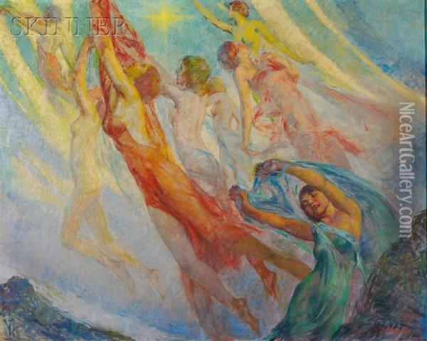 Dancing Nymphs Oil Painting - Louis Frederick Berneker