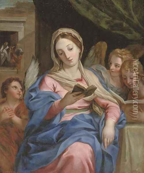 The Virgin with Angels Oil Painting - Carlo Maratta or Maratti