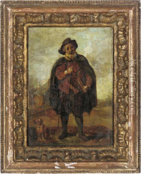 A Hurdy Gurdy Player Oil Painting - David The Younger Teniers
