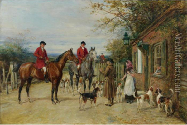 A Stop In The Village Oil Painting - Heywood Hardy