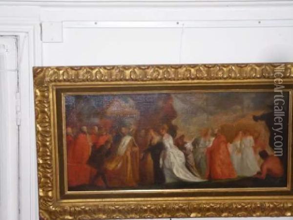 Le Doge Agostino Barbarigo Accueillant Catherine Cornaro, Reine De Chypre Oil Painting - Paolo Veronese (Caliari)