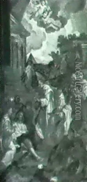 The Blessed Bernardo Tolomei Among The Plague-stricken Oil Painting - Stefano Pozzi