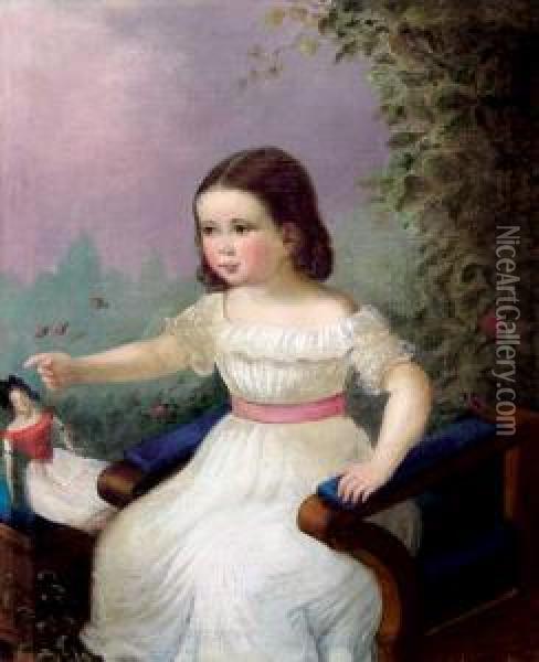 Portret Dziewczynki W Bialej Sukni Oil Painting - Carl, Karl Wieland