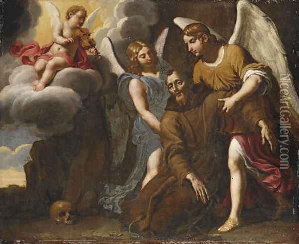 The Vision of Saint Francis Oil Painting - Roman School