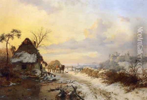 A Winter's Day Oil Painting - Frederik Marianus Kruseman