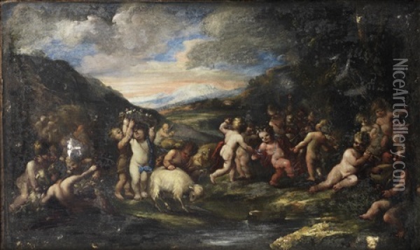 A Bacchanale Oil Painting - Giovanni Andrea Podesta