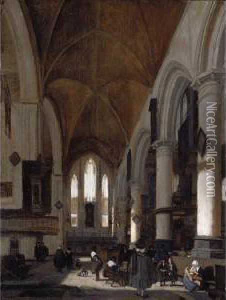 The Interior Of The Oude Kerk, Amsterdam Oil Painting - Emanuel de Witte