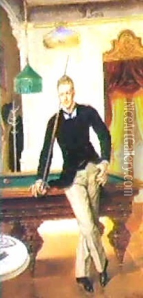 A Billiard Player Oil Painting - John Quincy Adams
