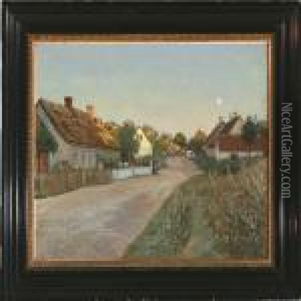 View From Aalsgaarde At Sunset Oil Painting - Olaf Viggo Peter Langer