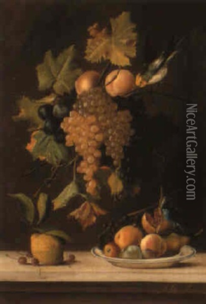 A Still Life With Fruit Oil Painting - Michelangelo Meucci