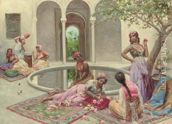 Afternoon In The Harem Oil Painting - Fabbio Fabbi