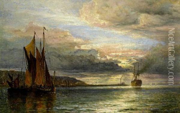 The Thames At Erith Oil Painting - Henry Thomas Dawson