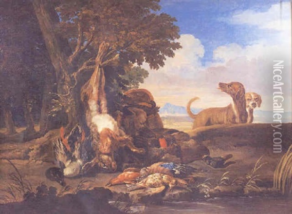Bodegon De Caza Oil Painting - David de Coninck