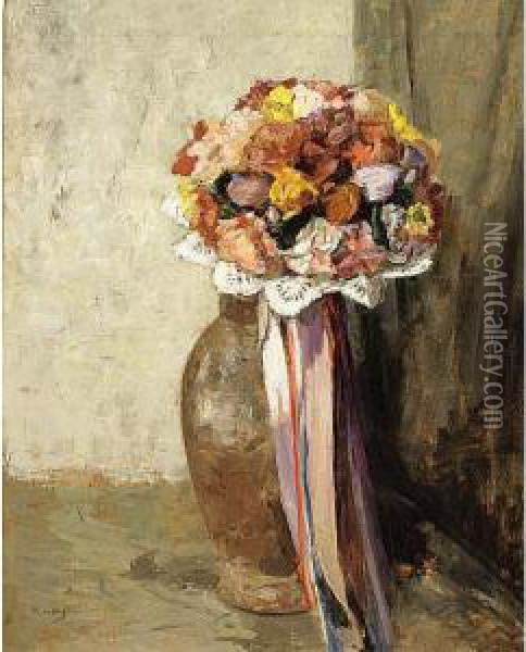 Still Life With Flowers Oil Painting - Ans Van Den Berg