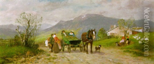 Gesprach Am Wegesrand Oil Painting - Otto Fedder
